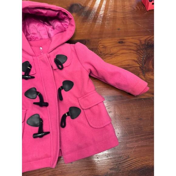 Hartstrings Baby Girls Woven Pea Coat Duffle Coat Toggle Closure Pink 12 Months - Picture 2 of 9